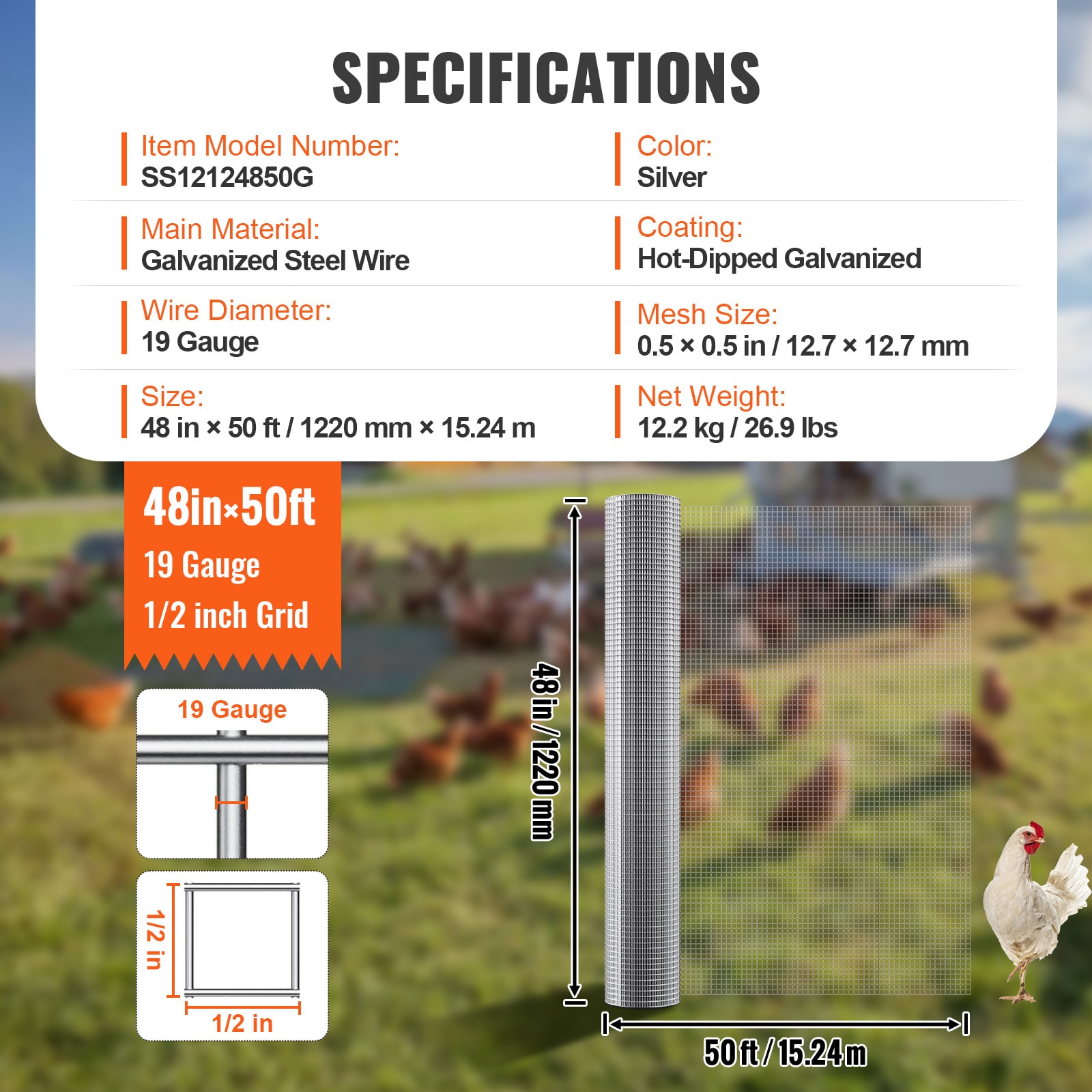 Galvanised Hardware Cloth Wire Mesh Roll For Garden Fencing_voghion.com
